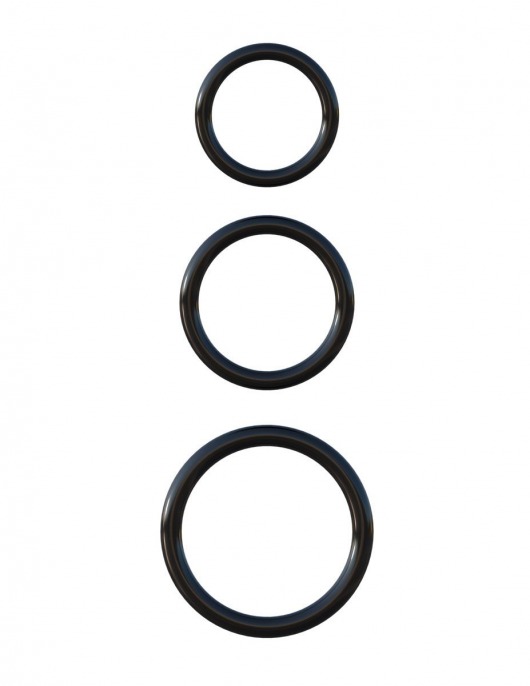 Набор из трех черных эрекционных колец Silicone 3-Ring Stamina Set - Pipedream - в Новороссийске купить с доставкой