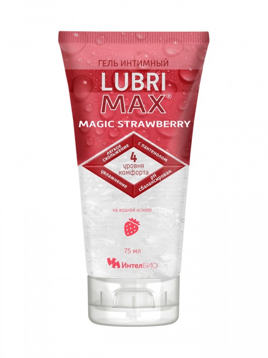 Интимный гель-смазка на водной основе Lubrimax Magic Strawberry - 75 мл. - ИнтелБИО - купить с доставкой в Новороссийске
