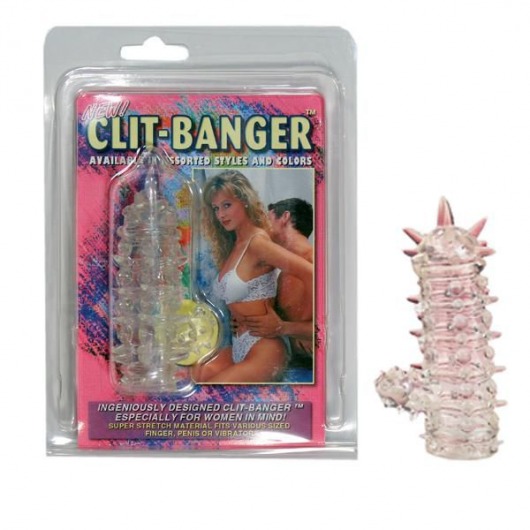 Прозрачная насадка с шипами и клиторальной шишечкой CLIT-BANGER SLEEVE IN CLEAR - Tonga - в Новороссийске купить с доставкой