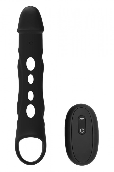 Черная насадка-удлинитель Vibrating Extender With Remote с вибрацией - Dream Toys - в Новороссийске купить с доставкой