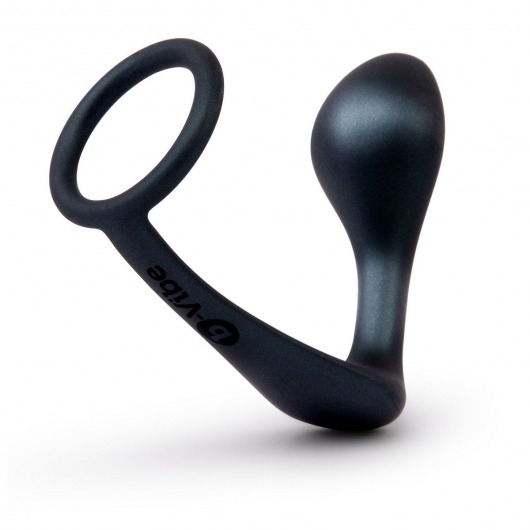 Черное эрекционное кольцо со стимулятором простаты Ringer Cock Ring   Plug - b-Vibe - в Новороссийске купить с доставкой