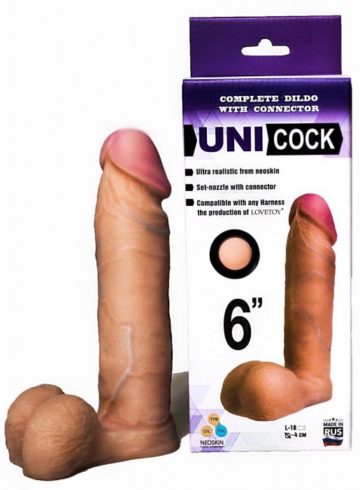 Насадка для страпона фаллической формы UNICOCK 6  - 18 см. - LOVETOY (А-Полимер) - купить с доставкой в Новороссийске