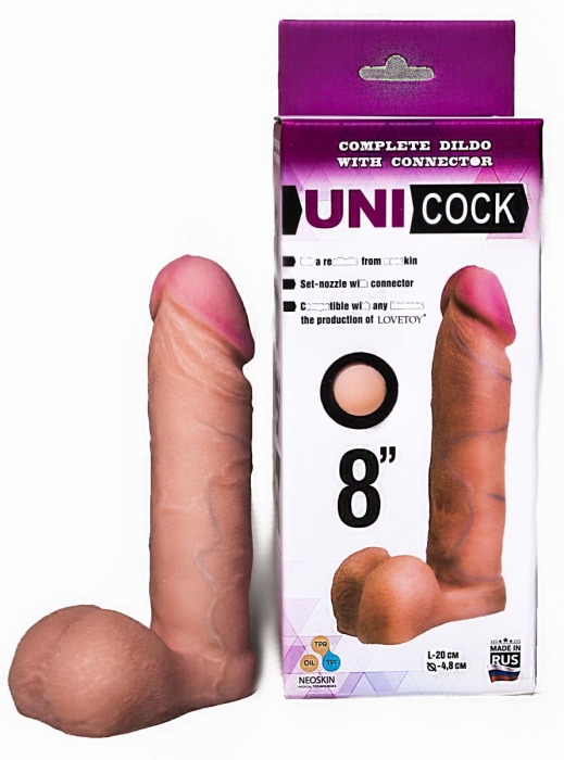 Фаллическая насадка для страпона UNICOCK 8  - 20 см. - LOVETOY (А-Полимер) - купить с доставкой в Новороссийске