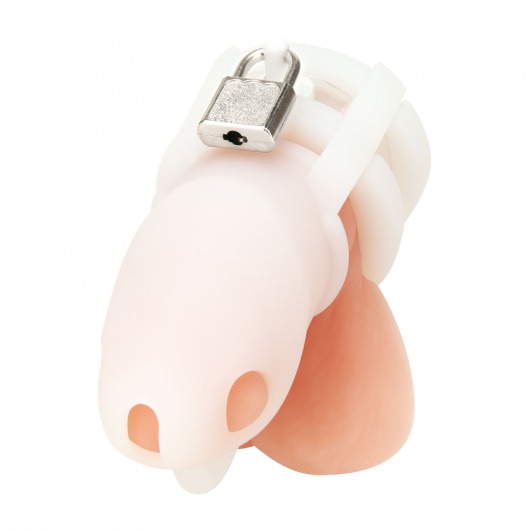 Белая клетка для пениса Silicone Small 2 in Cock Cage With Ball Divider - BlueLine - купить с доставкой в Новороссийске