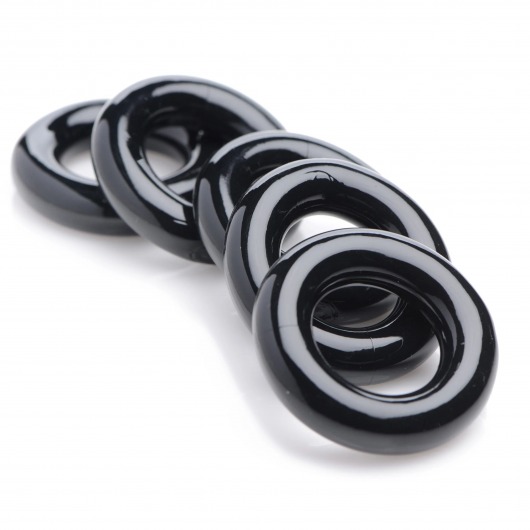 Комплект из 5 черных эрекционных колец для мошонки Ring Master Custom Ball Stretcher Kit - XR Brands - в Новороссийске купить с доставкой