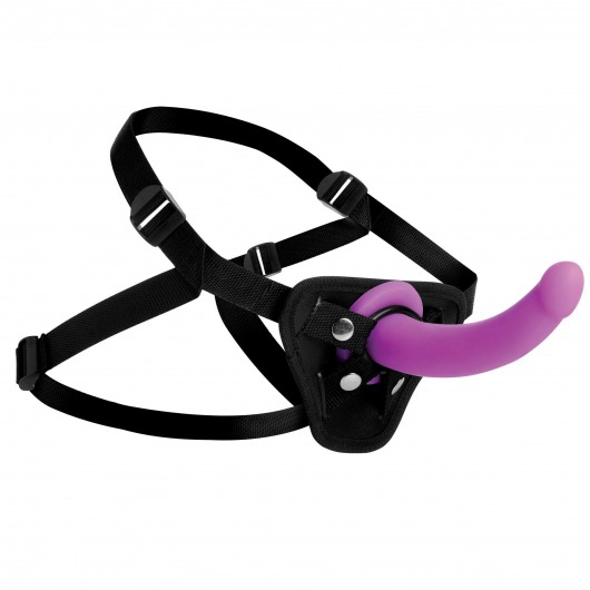 Лиловый поясной страпон Navigator Silicone G-Spot Dildo with Harness - 17,8 см. - XR Brands - купить с доставкой в Новороссийске