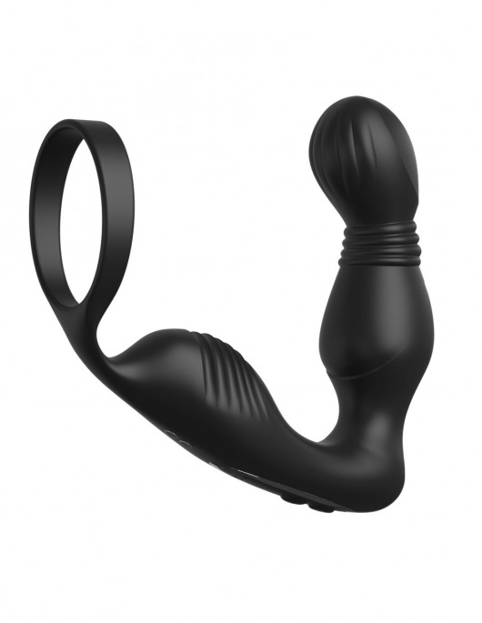 Черный вибростимулятор простаты с эрекционным кольцом Ass-Gasm Pro P-Spot Milker - Pipedream - в Новороссийске купить с доставкой