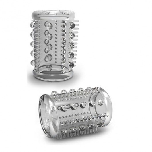 Прозрачная насадка с шипами и шишечками STAY HARD COCK SLEEVE 03 CLEAR - Blush Novelties - в Новороссийске купить с доставкой