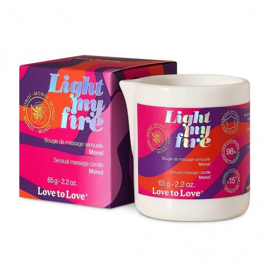 Массажная свеча Light My Fire с ароматом моной - 80 мл. - Love to Love - купить с доставкой в Новороссийске
