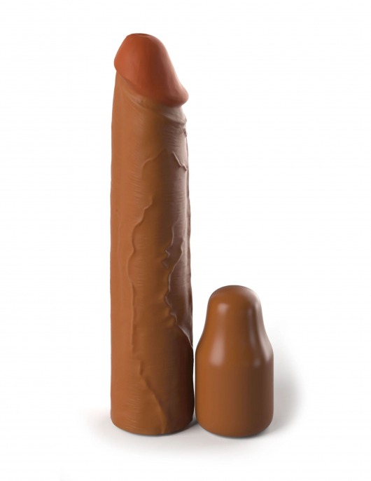 Коричневая насадка на член 2  Silicone X-tension - 20,3 см. - Pipedream - в Новороссийске купить с доставкой