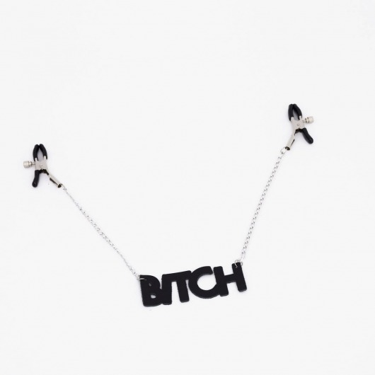 Зажимы на соски с кожаной подвеской Bitch - Crazy Handmade - купить с доставкой в Новороссийске