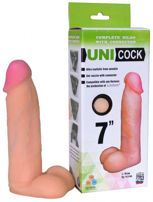 Фаллическая насадка Харнесс UNICOCK 7  - 19 см. - LOVETOY (А-Полимер) - купить с доставкой в Новороссийске