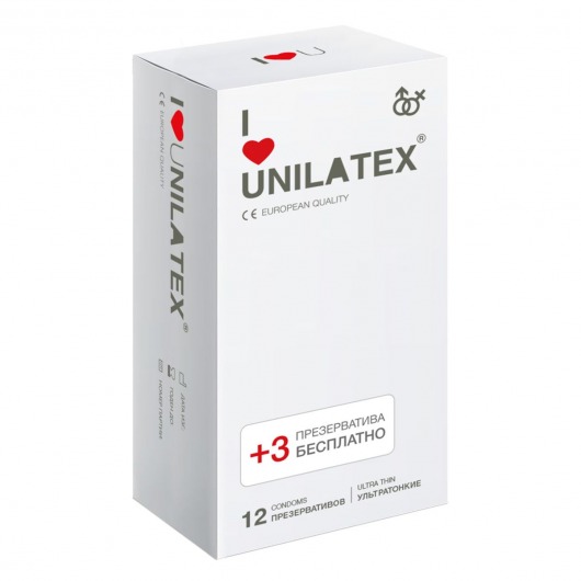 Ультратонкие презервативы Unilatex Ultra Thin - 12 шт. + 3 шт. в подарок - Unilatex - купить с доставкой в Новороссийске