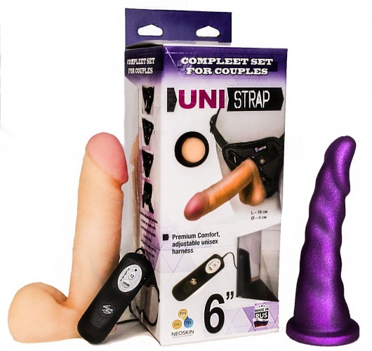 Вибрострапон с двумя насадками UniStrap - 18 и 18 см. - LOVETOY (А-Полимер) - купить с доставкой в Новороссийске