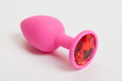 Розовая анальная пробка с красным кристаллом - 9,5 см. - 4sexdreaM - купить с доставкой в Новороссийске
