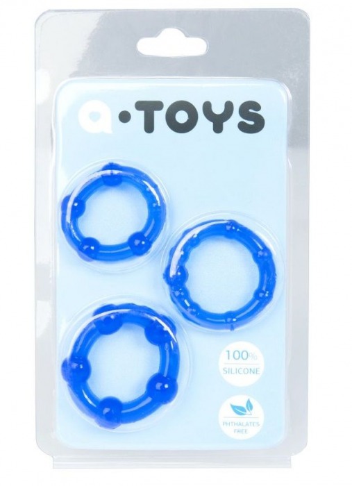 Набор из 3 синих эрекционных колец A-toys - A-toys - в Новороссийске купить с доставкой