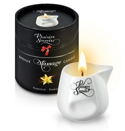 Массажная свеча с ароматом ванили Bougie Massage Gourmande Vanille - 80 мл. - Plaisir Secret - купить с доставкой в Новороссийске