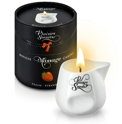 Массажная свеча с ароматом клубники Bougie de Massage Gourmande Fraise - 80 мл. - Plaisir Secret - купить с доставкой в Новороссийске