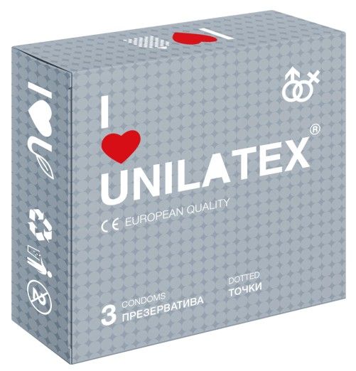 Презервативы с точками Unilatex Dotted - 3 шт. - Unilatex - купить с доставкой в Новороссийске