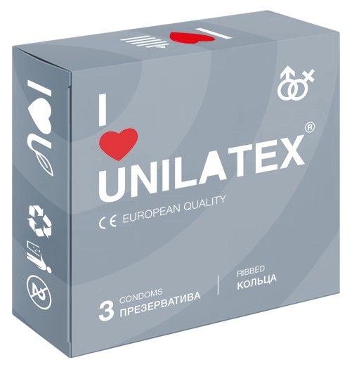 Презервативы с рёбрами Unilatex Ribbed - 3 шт. - Unilatex - купить с доставкой в Новороссийске