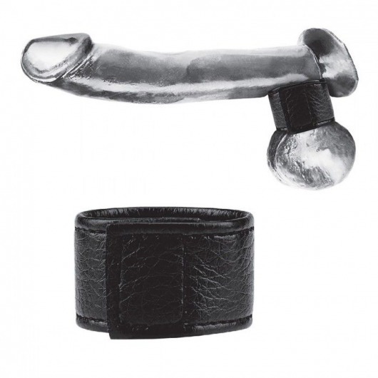 Чёрная утяжка на мошонку 1  Velcro Ball Stretcher - BlueLine - купить с доставкой в Новороссийске
