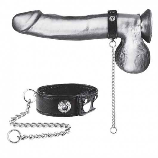 Утяжка на пенис с поводком Snap Cock Ring With 12  Leash - BlueLine - купить с доставкой в Новороссийске