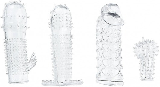Набор из 4 насадок на член Pleasured Penis Enhancement Sleeve 4 Pack - XR Brands - в Новороссийске купить с доставкой