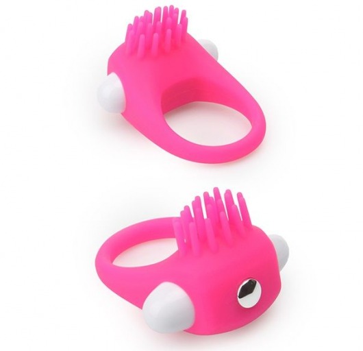 Розовое эрекционное кольцо с щеточкой LIT-UP SILICONE STIMU RING 5 - Dream Toys - в Новороссийске купить с доставкой