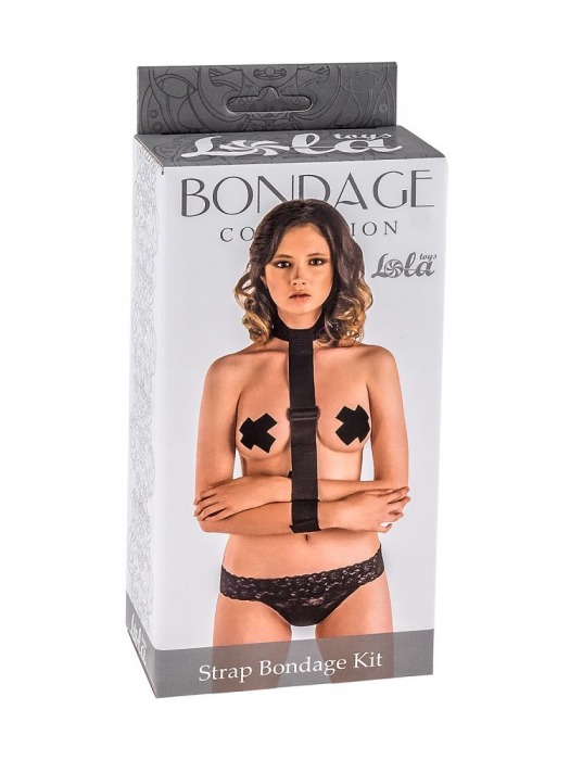 Ошейник с длинной лентой и наручниками Strap Bondage Kit Plus Size - Lola Games - купить с доставкой в Новороссийске