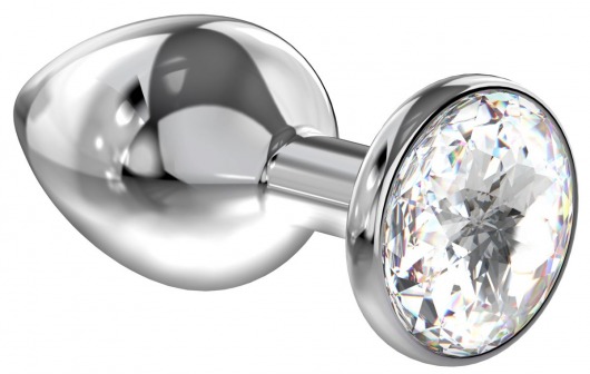 Большая серебристая анальная пробка Diamond Clear Sparkle Large с прозрачным кристаллом - 8 см. - Lola Games - купить с доставкой в Новороссийске