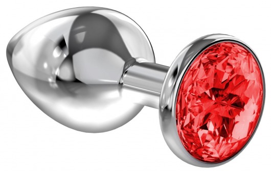Большая серебристая анальная пробка Diamond Red Sparkle Large с красным кристаллом - 8 см. - Lola Games - купить с доставкой в Новороссийске