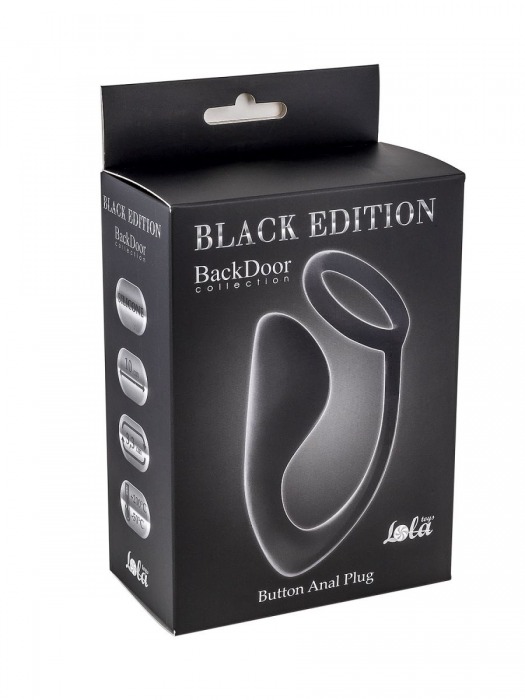 Чёрное эрекционное кольцо с анальной пробкой Button Anal Plug - Lola Games - в Новороссийске купить с доставкой