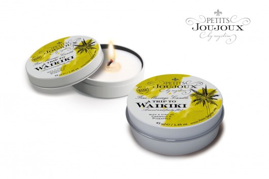 Массажная свеча Petits Joujoux Waikiki Beach с ароматом кокоса и ананаса - 33 гр. - MyStim - купить с доставкой в Новороссийске