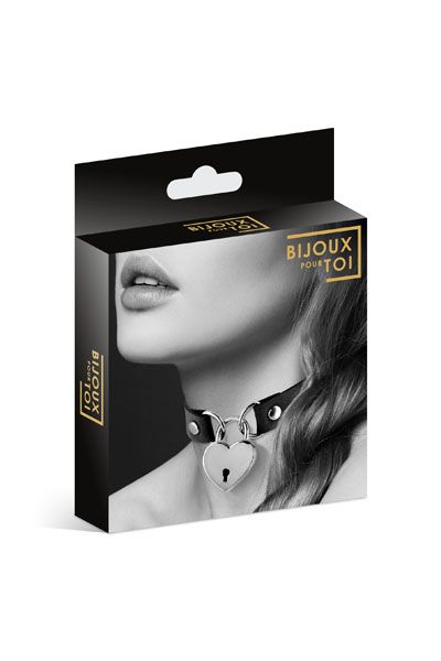 Черный чокер с замком в форме сердца - Bijoux Pour Toi - купить с доставкой в Новороссийске