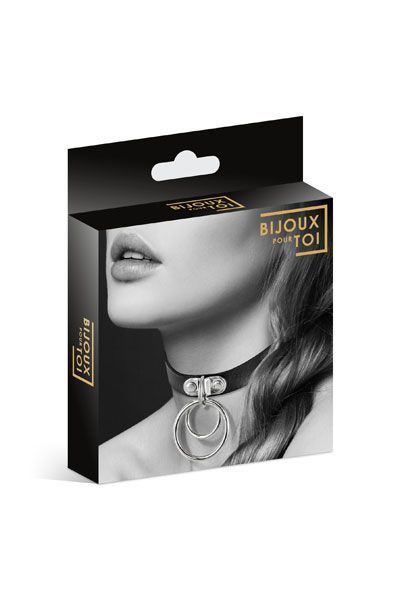 Черный чокер с двумя кольцами - Bijoux Pour Toi - купить с доставкой в Новороссийске