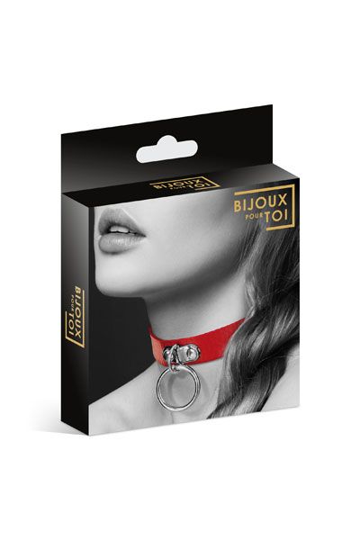 Красный узенький чокер с кольцом - Bijoux Pour Toi - купить с доставкой в Новороссийске