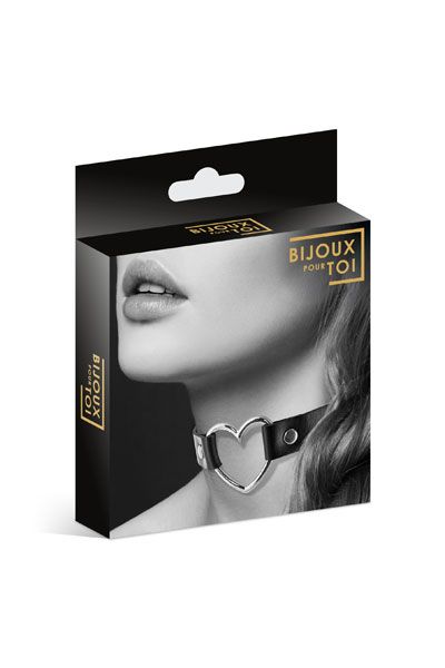 Чёрный чокер с кольцом в форме сердца - Bijoux Pour Toi - купить с доставкой в Новороссийске